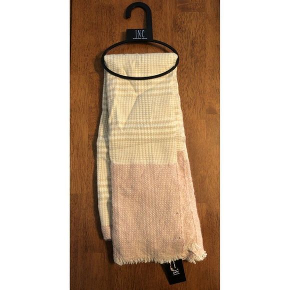 NWT INC International Concepts Women's Plaid Colorblock Scarf Blush‎ One Size - Picture 2 of 3